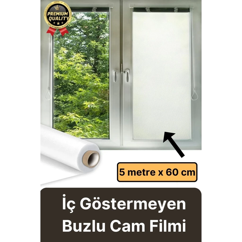 UV Engelleyici İçeriyi Göstermeyen Yapışkan İz Bırakmaz Ofis Ev Buzlu Cam Filmi 5 mt x 60 cm