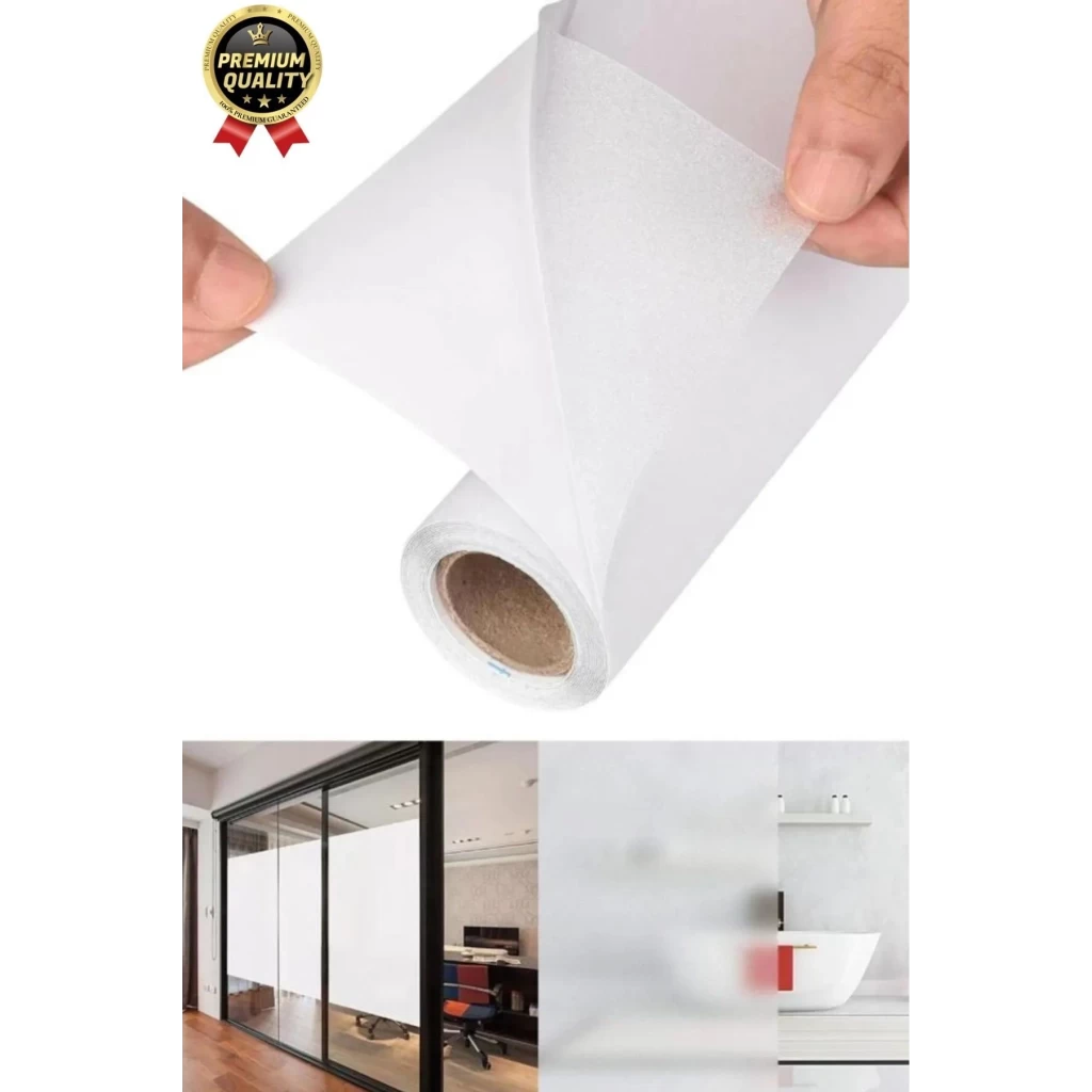 UV Engelleyici İçeriyi Göstermeyen Yapışkan İz Bırakmaz Ofis Ev Buzlu Cam Filmi 5 mt x 60 cm