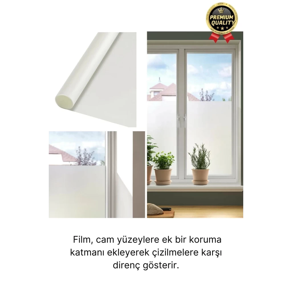 UV Engelleyici İçeriyi Göstermeyen Yapışkan İz Bırakmaz Ofis Ev Buzlu Cam Filmi 5 mt x 60 cm