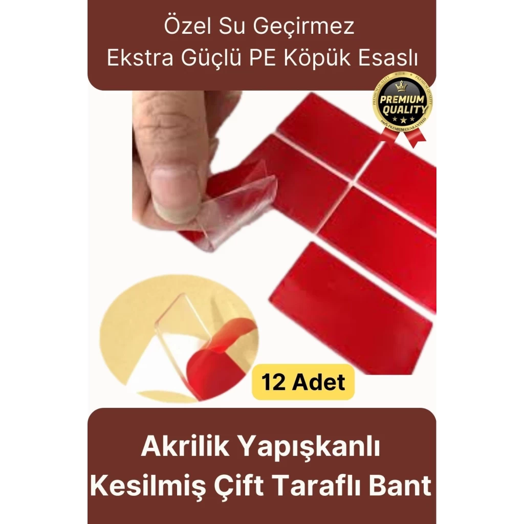 Çok Amaçlı Güçlü Su Geçirmez Hazır Kesilmiş Şeffaf 25x30mm PE Köpük Çift Taraflı Asma Bant-12 Adet