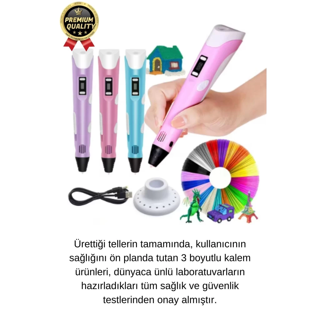 Çok Amaçlı Eğlence Hobi ABS Plastik Filament 3D Çocuk Renkli Üç Boyutlu Çizim Yazıcı Kalem Printer