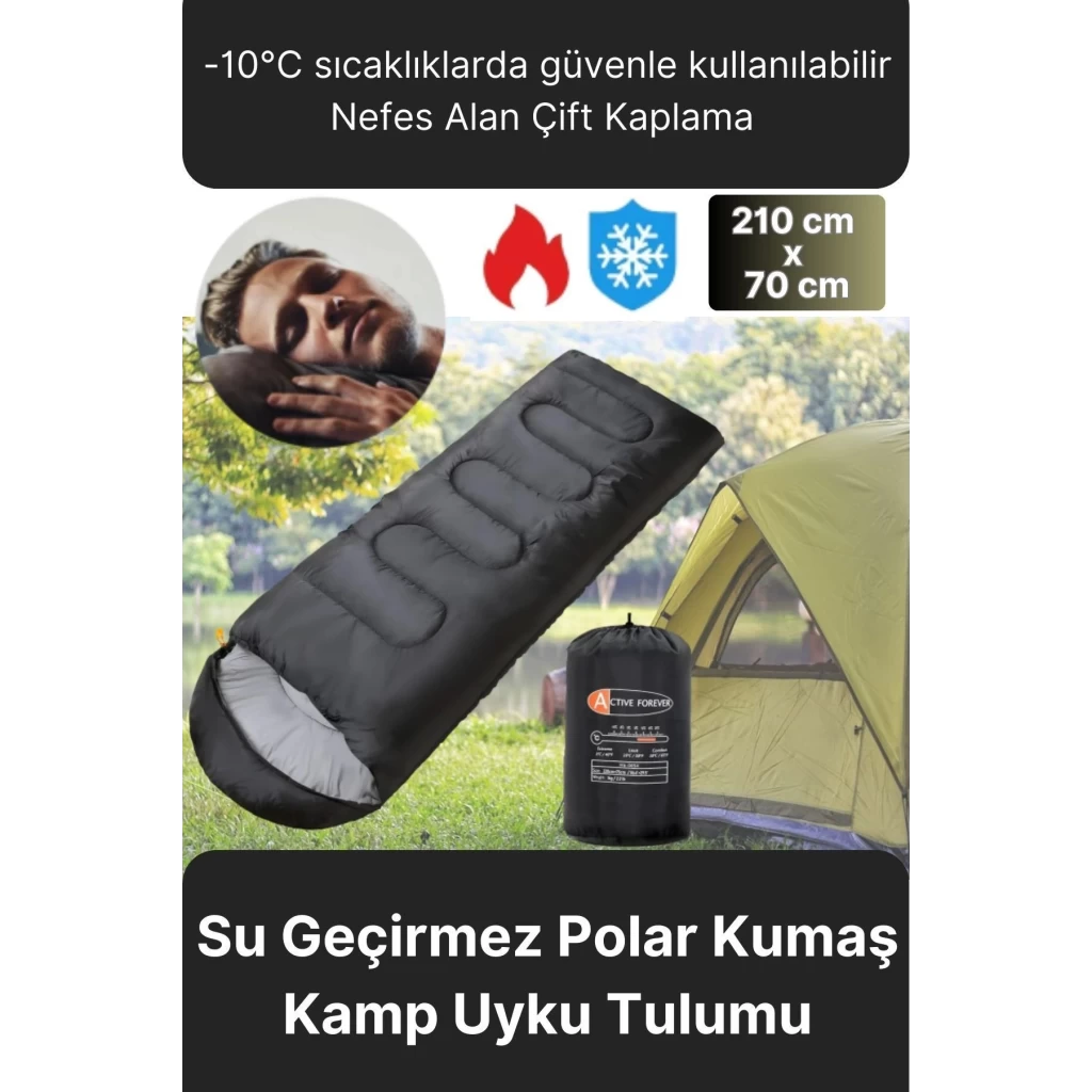 Premium Ultra Konforlu Nefes Alan Çift Kaplama Su Geçirmez Polar Kumaş Kamp Uyku Tulumu -10 Derece