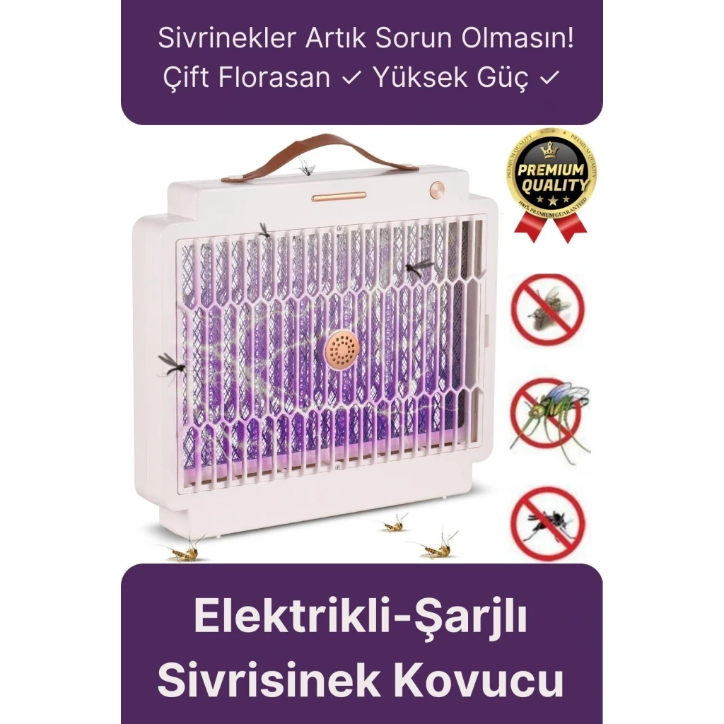 Yüksek Güç Elektrikli Uv Şarjlı Zincirli Askı Çift Taraflı Florasan Izgara Sinek Sivrisinek Öldürücü