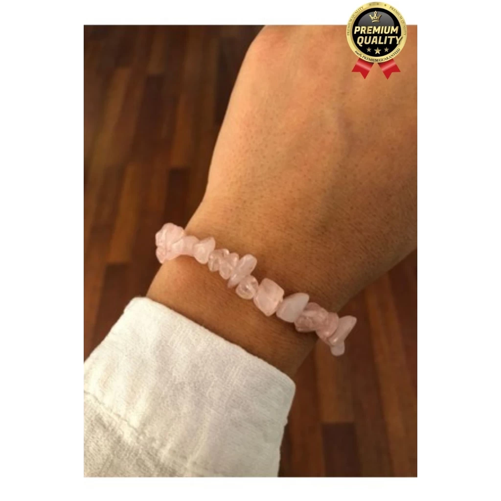 Özel Üretim Enerji Yükselten Esnek Ip Yengeç Burcu Gerçek Pembe Kuvars Doğal Taş Unisex Bileklik