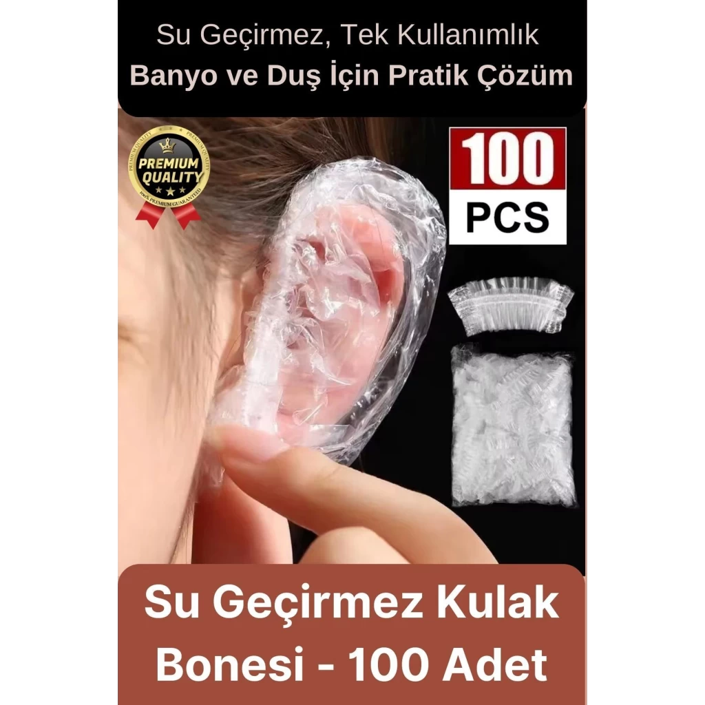 Çok Amaçlı Pratik Dayanıklı Elastik Tek Kullanımlık Banyo Duş Su geçirmez Kulak Bonesi 100 Adet