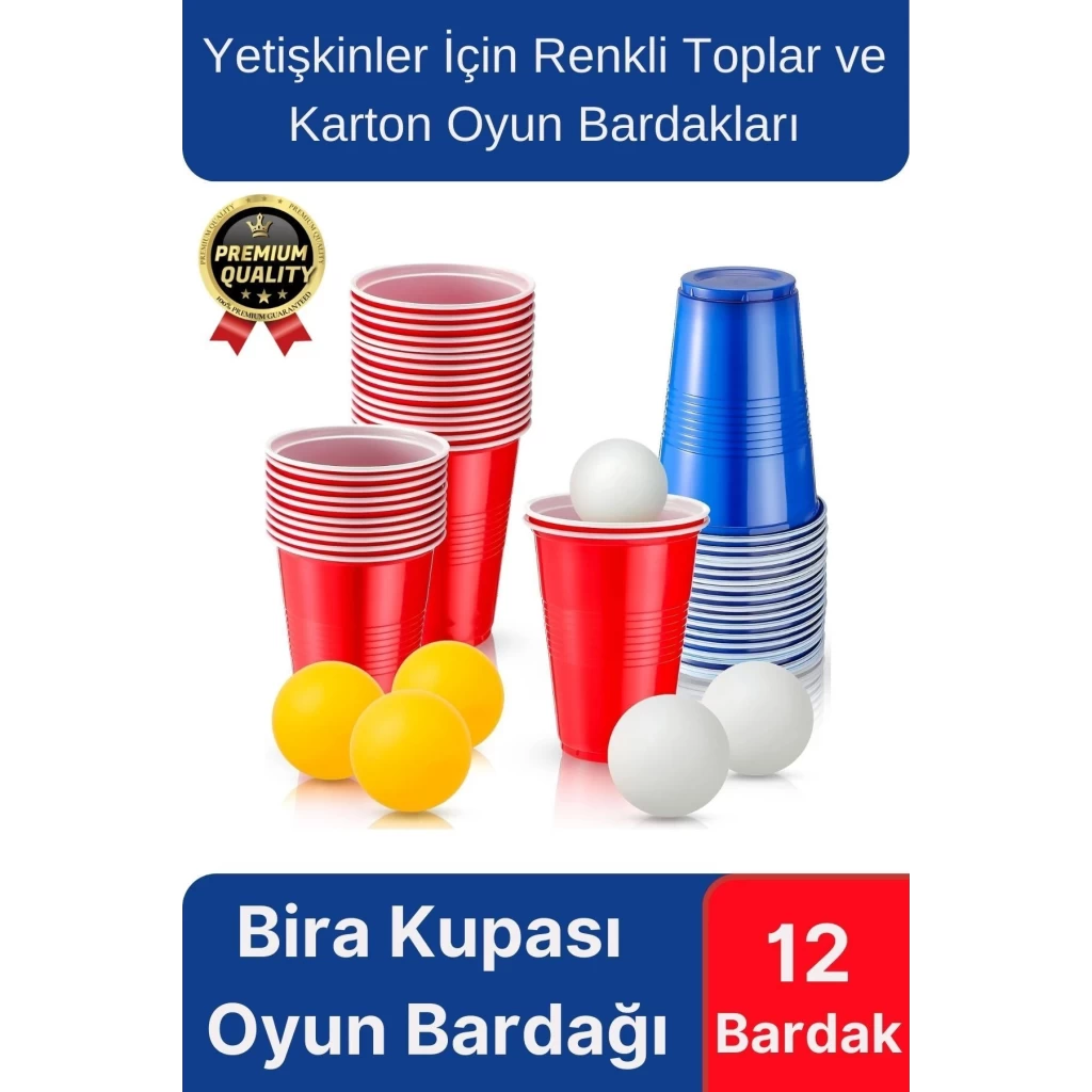 Özel Gün Beer Pong Yetişkin Eğlence Parti Malzemeleri İçki Bira Renkli 12 Toplu Karton Oyun Bardağı