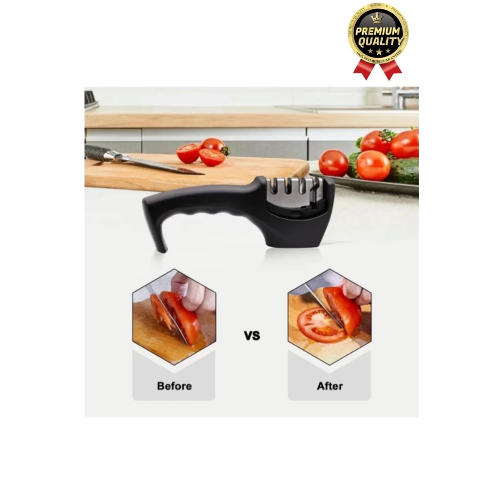 Profesyonel Ergonomik Pratik Keskin Paslanmaz Çelik Şef Mutfak 3 Kademeli Kolay Bıçak Bileme Aleti
