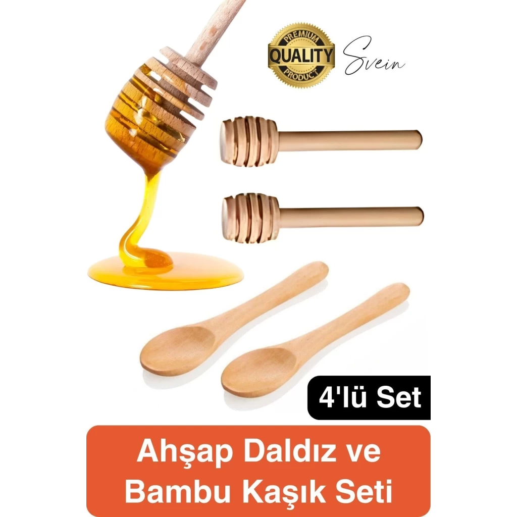 Özel Üretim Bambu Kaşık Ahşap Bal Daldız Seti Petek Tahta Baharat Bal Arısı Karıştırma Reçel Pekmez