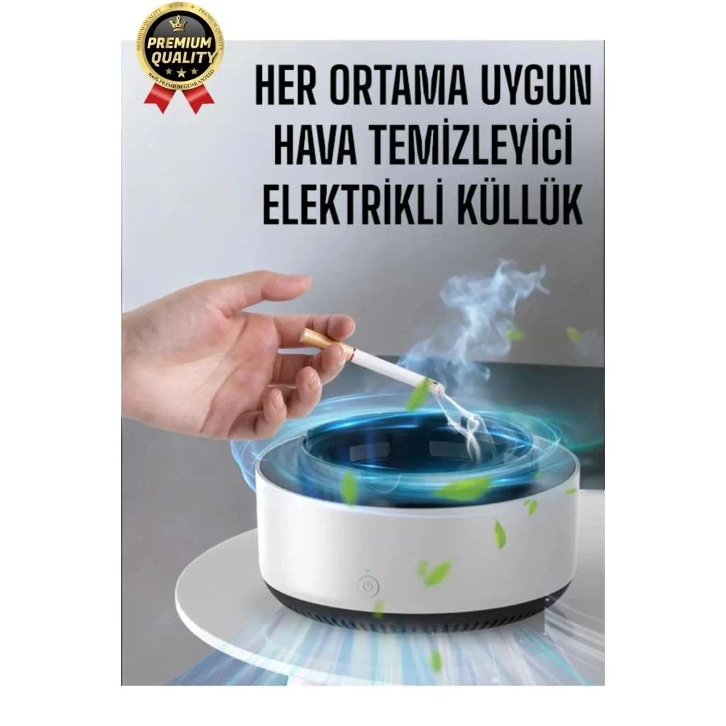 Premium Pratik Dekoratif Pilli Yıkanır Kötü Koku Engelleyen Dumanı İçine Çeken Akıllı Kül Tablası