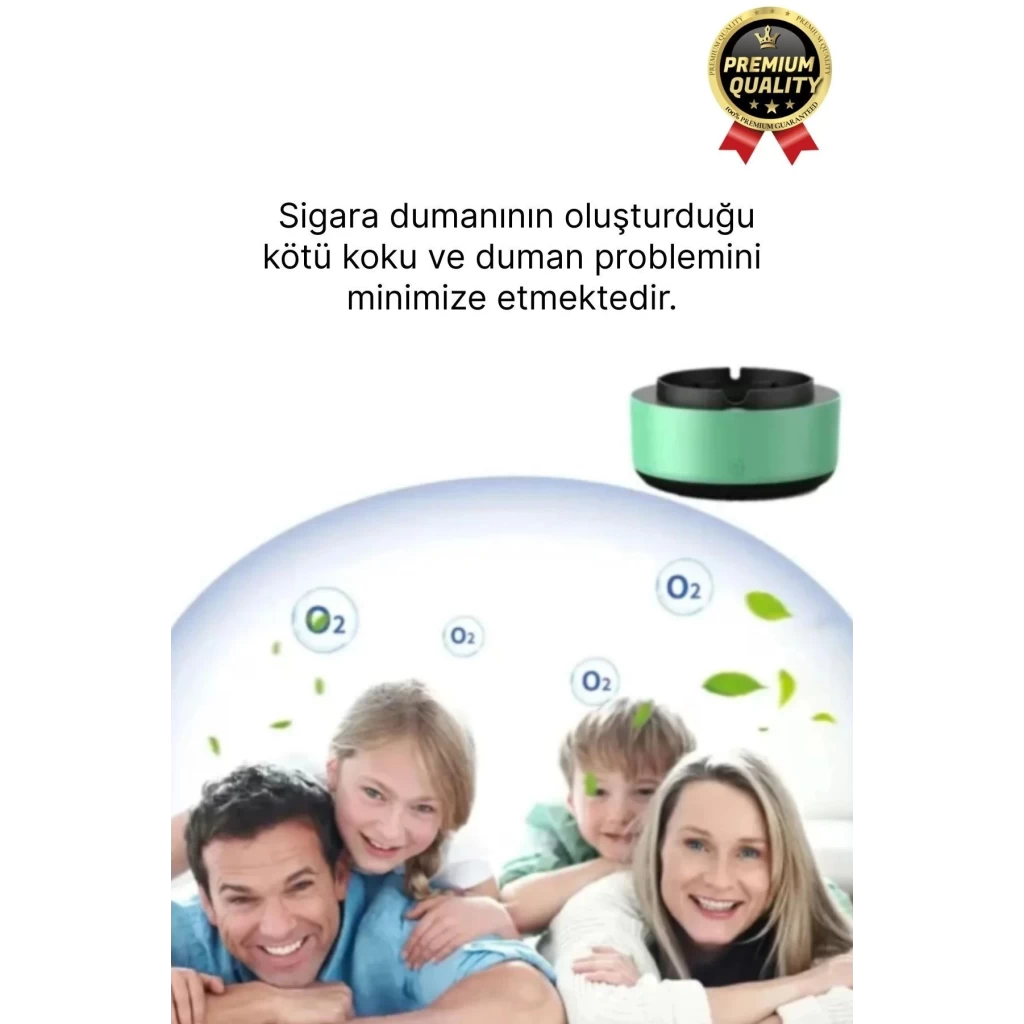 Premium Pratik Dekoratif Pilli Yıkanır Kötü Koku Engelleyen Dumanı İçine Çeken Akıllı Kül Tablası