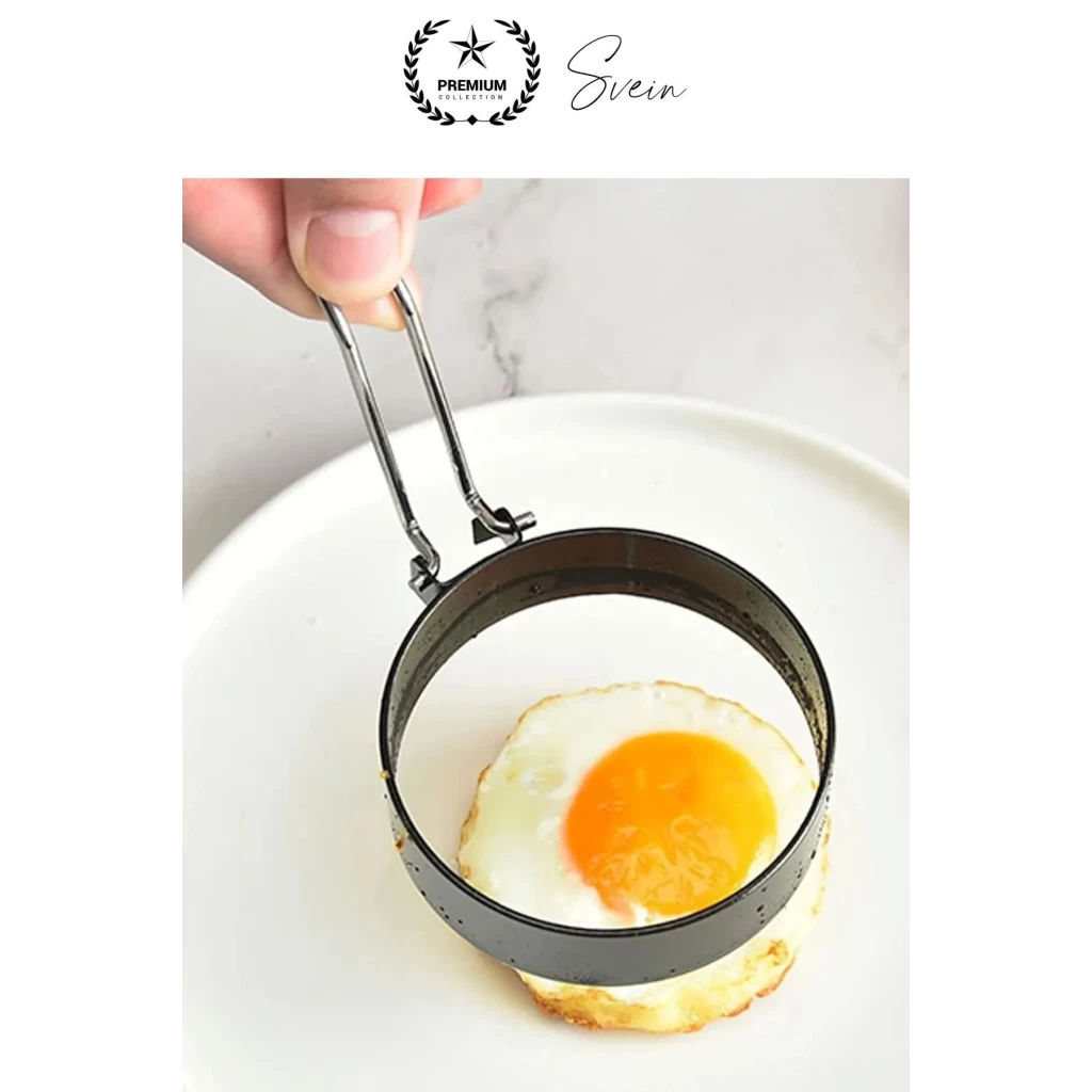 Premium Yanmaz Yapışmaz Paslanmaz Metal Yuvarlak Omlet Krep Kalıbı Tava Sahanda Yumurta Pankek