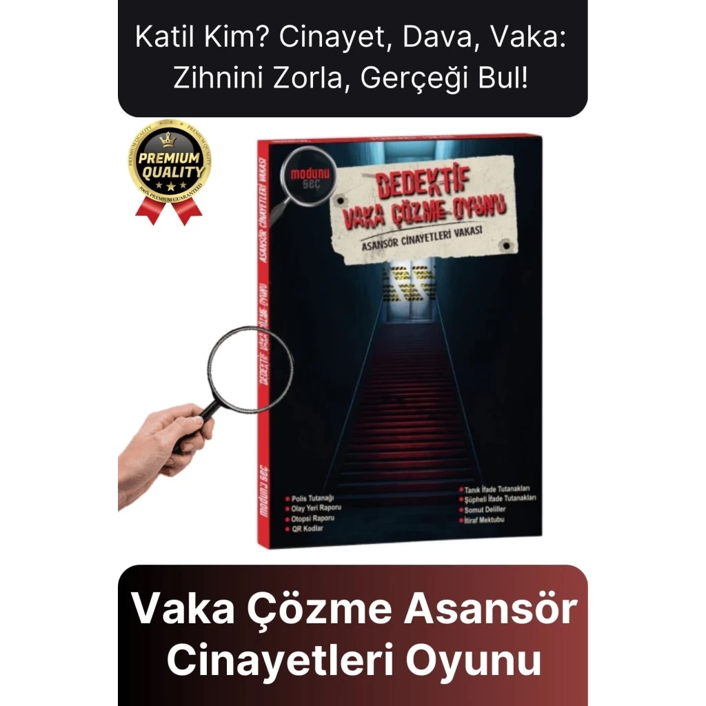 Premium Eğlenceli Asansör Cinayetleri Kanlı Para Katil Kim Çok Gizli Dava Dedektif Vaka Çözme Oyunu