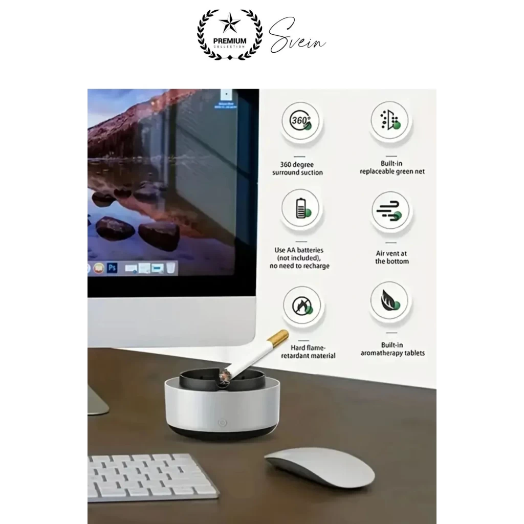 Dumanı İçine Çeken Kül Tablası Akıllı Koku Hava Temizleyici Kokusuz Küllük Filtreli Arabada Ev Ofis