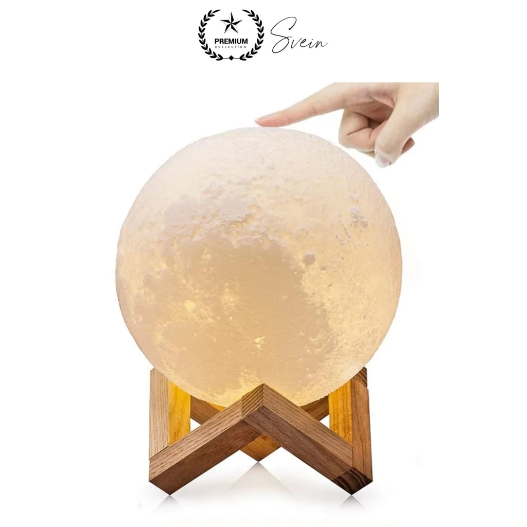 Dolunay 3D Ay Işıklı Standlı Pilli Dekoratif Gece Lambası Hediyelik Küre Led 15 Cm Loş Dekor