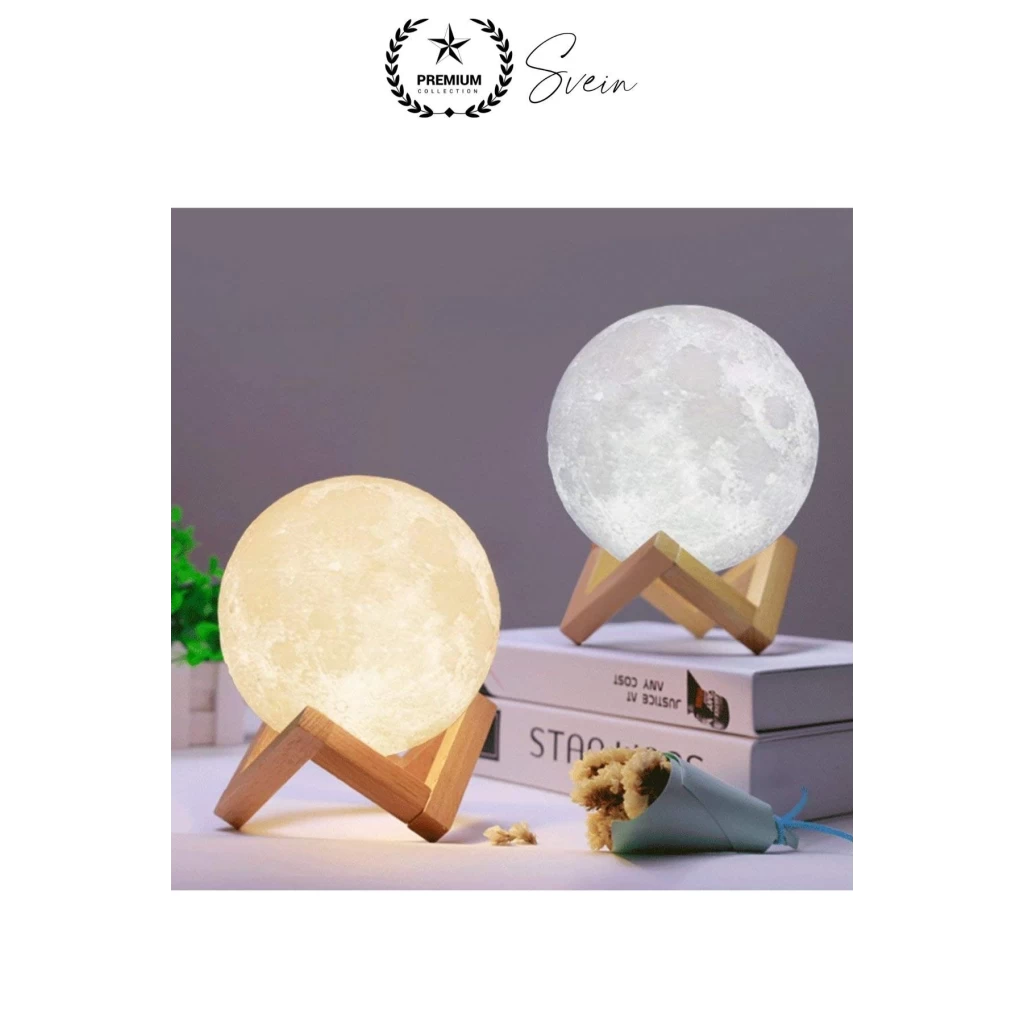 Dolunay 3D Ay Işıklı Standlı Pilli Dekoratif Gece Lambası Hediyelik Küre Led 15 Cm Loş Dekor
