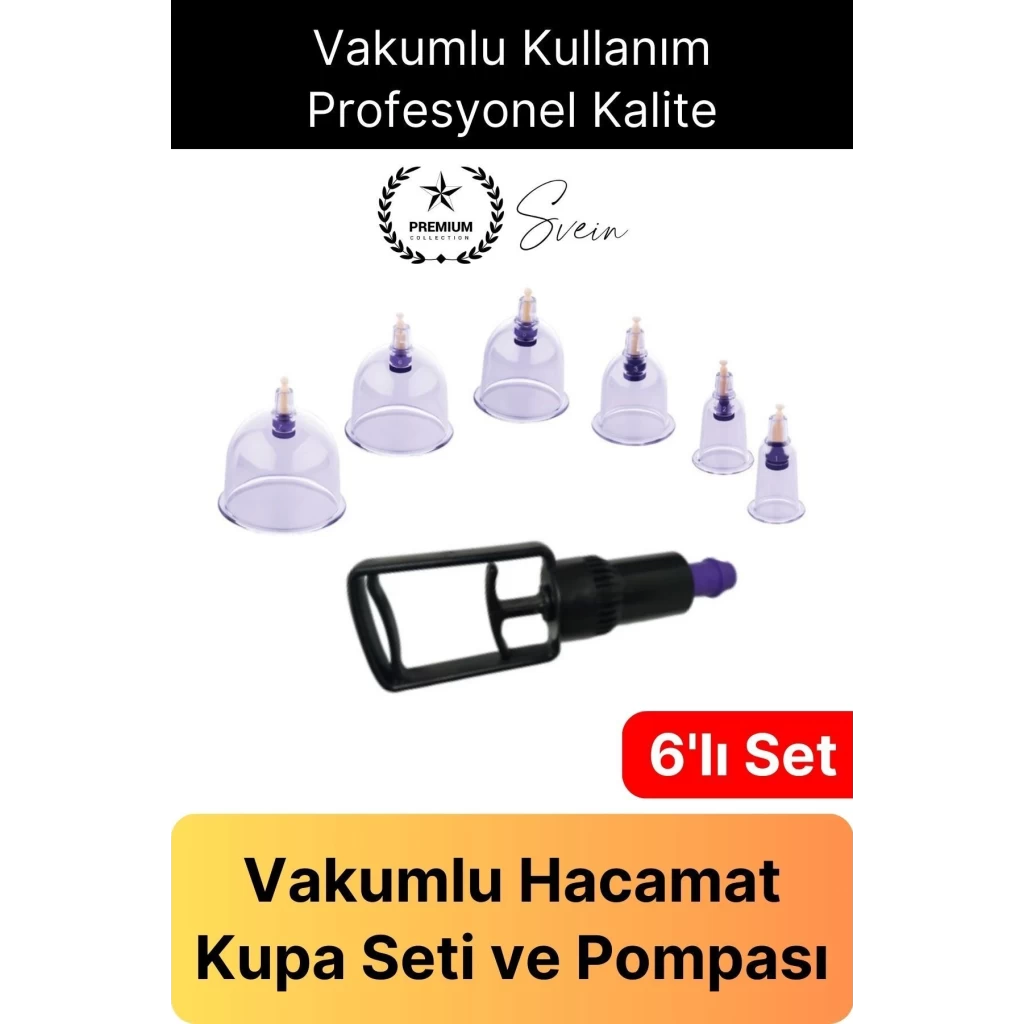 6lı Kupa Çekme Seti Vakumlu Masaj Aleti Hacamat Pompalı Selülit Çatlak Giderici Dayanıklı
