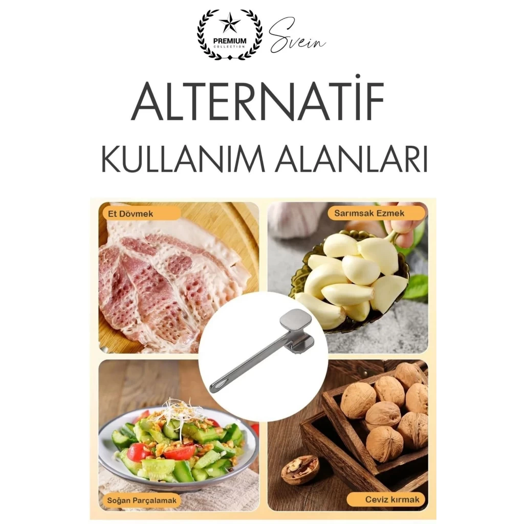 Paslanmaz Çelik Et Dövme Çekici Tokmağı Çift Taraflı Ezme Yumuşatma Aparatı Biftek Tavuk Sığır