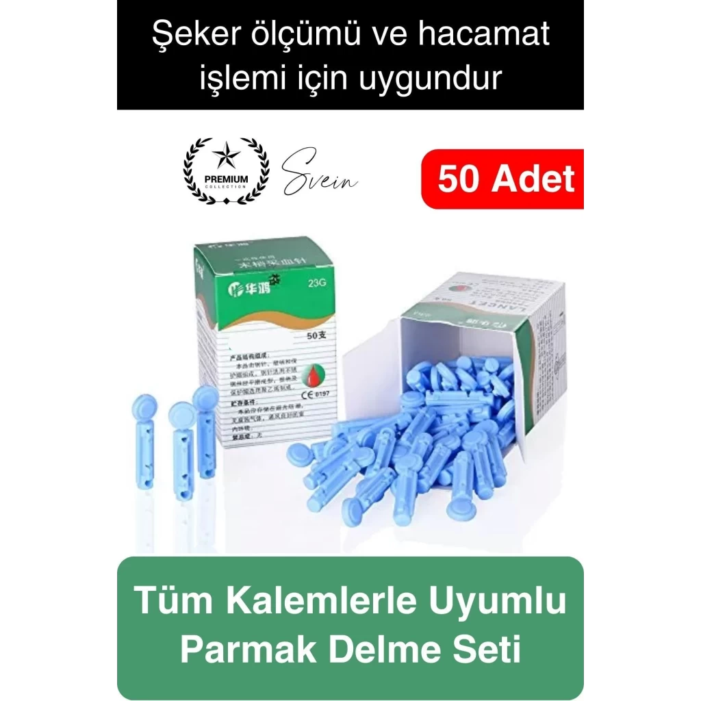 50 adet Çok Amaçlı Profesyonel Hacamat Kalemi İğnesi Şeker Ölçüm Parmak Delme Seti Özel Üretim