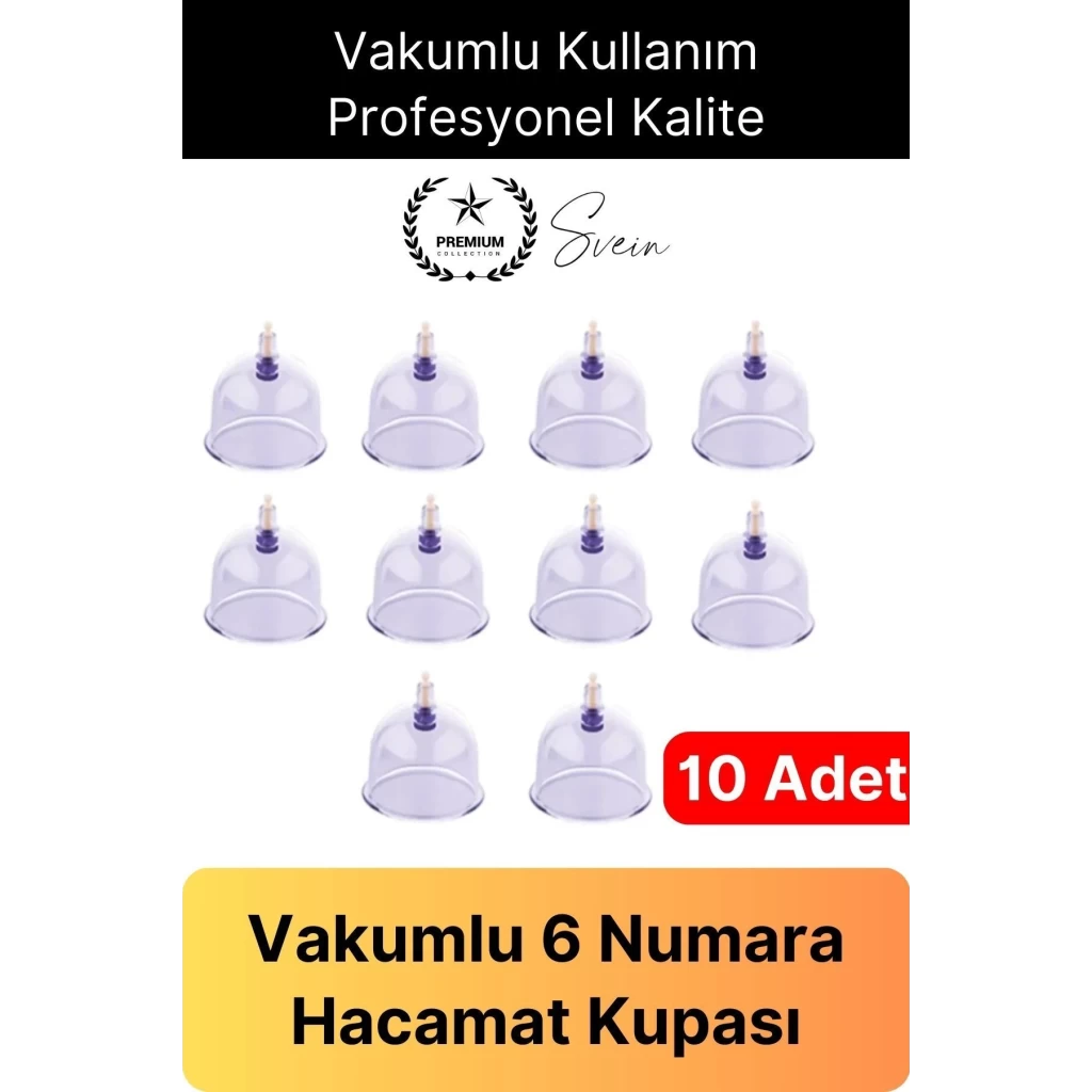 Dayanıklı 10 Adet 6 Numara Hacamat Masaj Kupası Selülit Çatlak Omuz Sırt Bel Tutulması Rahatlatıcı
