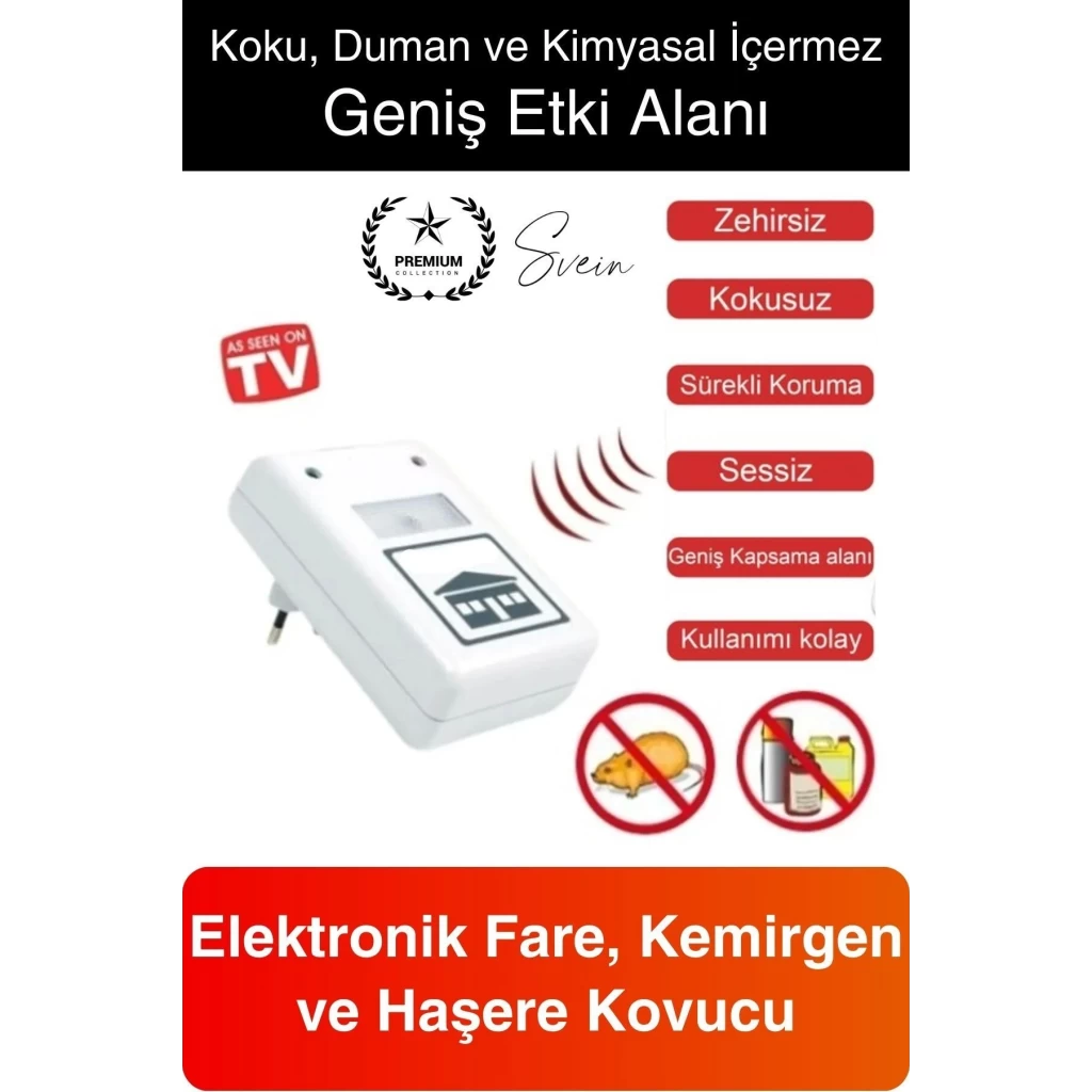 Elektronik Fare ve Haşere Kovucu Uzaklaştırıcı Böcek Ultrasonik Sinek Örümcek Karınca Savar