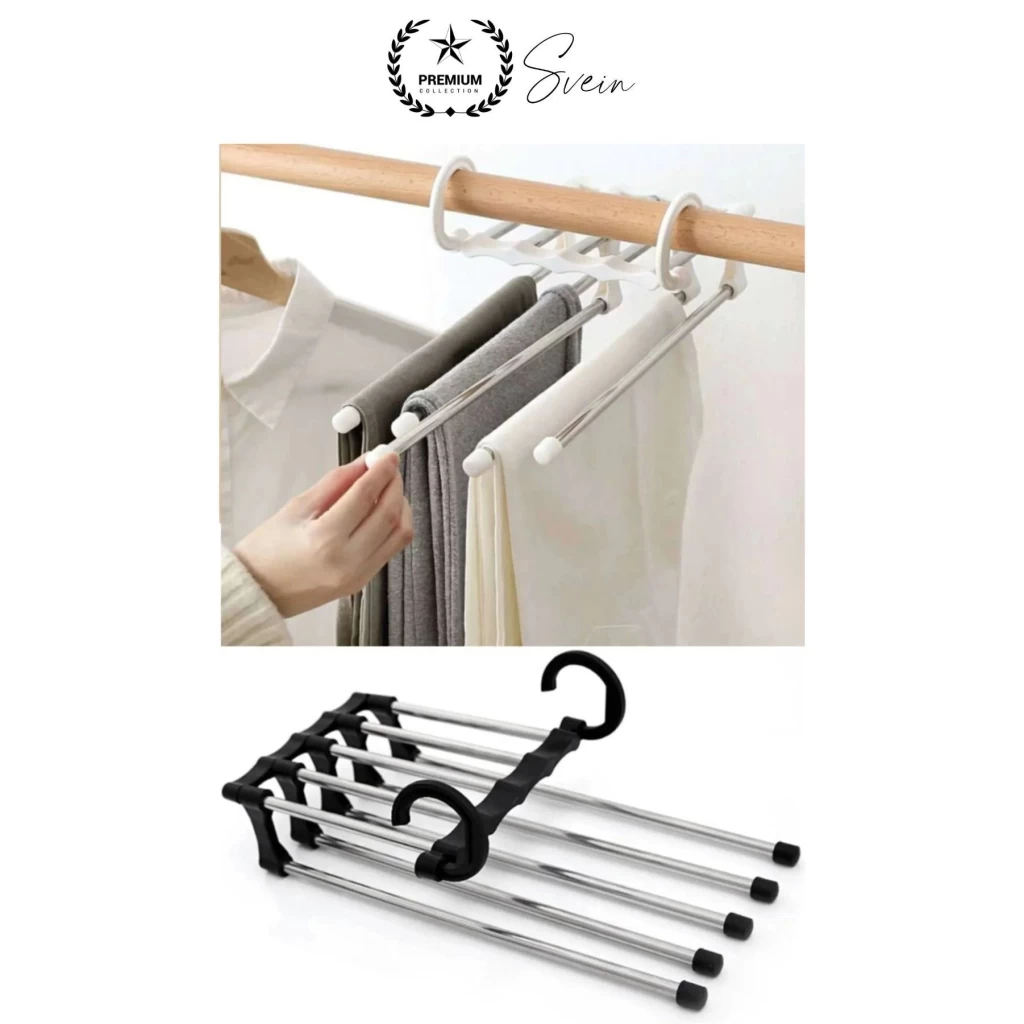 Pantolon Askısı 5 in 1 Hareketli Dolap İçi Şal Kravat Düzenleyici Katmanlı Organizer Askılığı