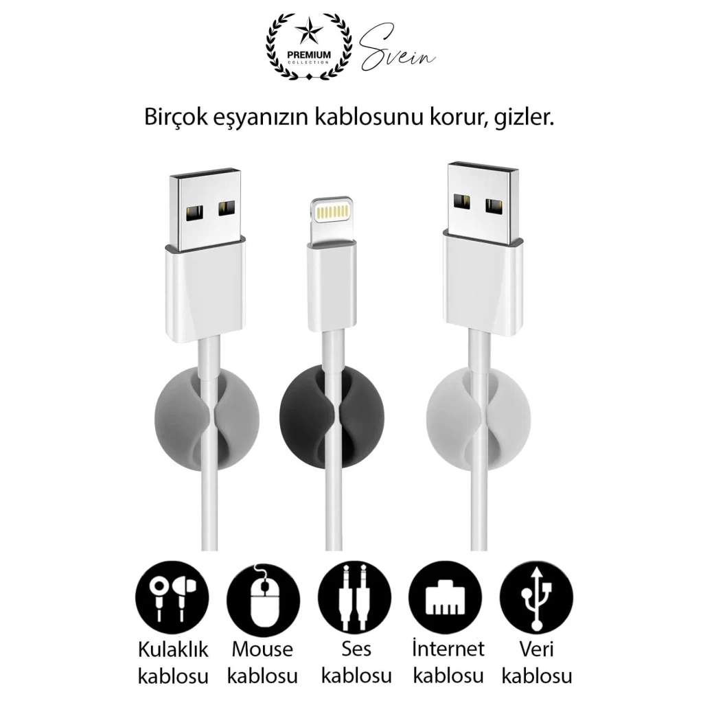 10lu İz Bırakmaz Siyah Beyaz Kablo Sabitleme Klipsi Çalışma Masası Düzenleyici Ev Oda Ofis Pratik