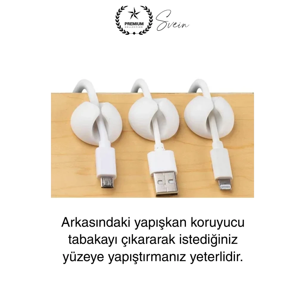 20li İz Bırakmaz Siyah Beyaz Kablo Sabitleme Klipsi Çalışma Masası Düzenleyici Ev Oda Ofis Pratik