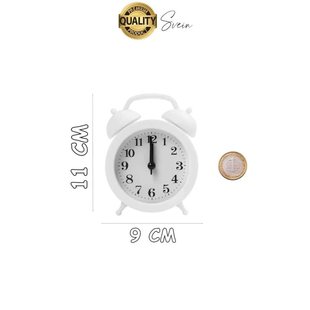 Sessiz Çalışan Yüksek Sesli Alarmlı Retro Tasarım Analog Masaüstü Çanlı Mini Çalar Saat Başucu 11 cm