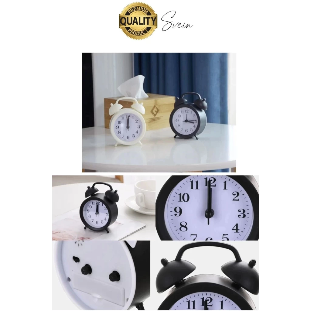 Sessiz Çalışan Yüksek Sesli Alarmlı Retro Tasarım Analog Masaüstü Çanlı Mini Çalar Saat Başucu 11 cm