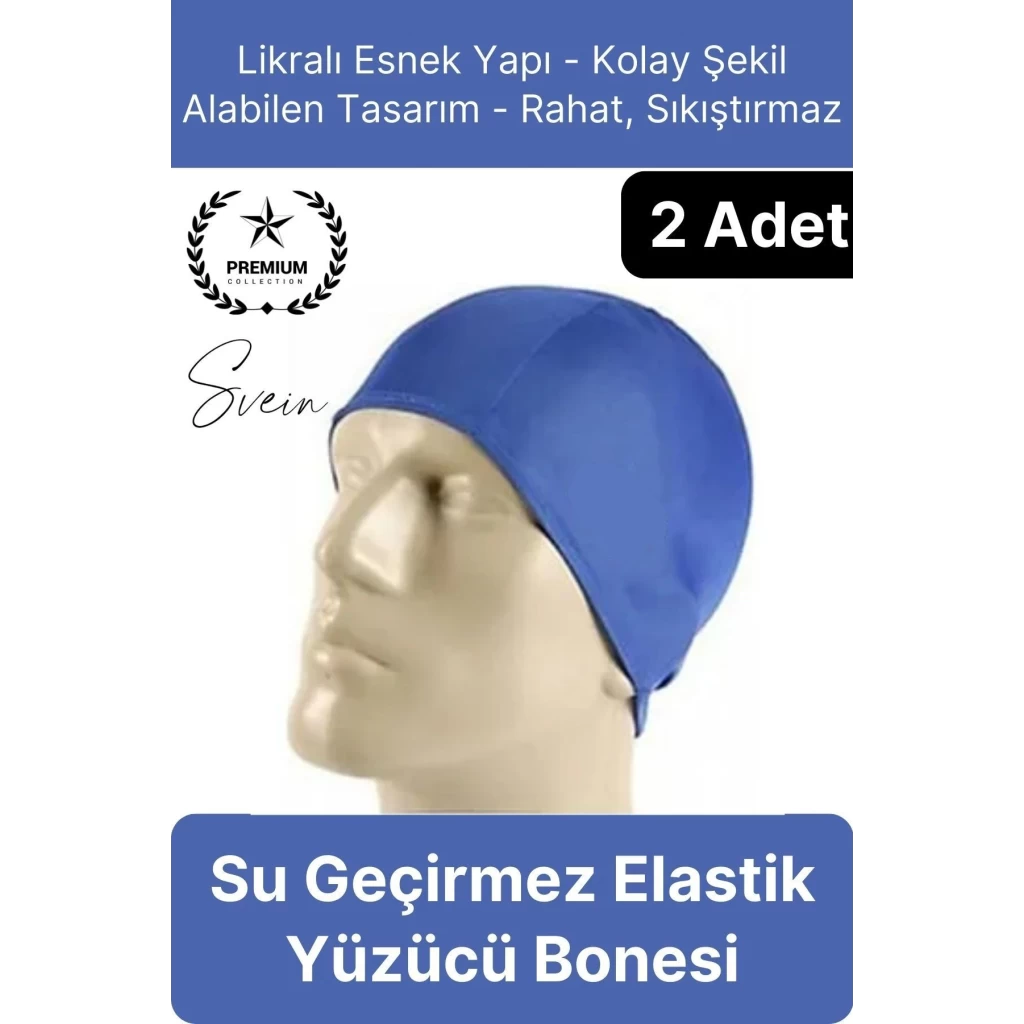 2li Her Saça Uygun Su Geçirmez Bez Bone Likralı Yüzücü Deniz Havuz Elastik Unisex Kulak Korumalı