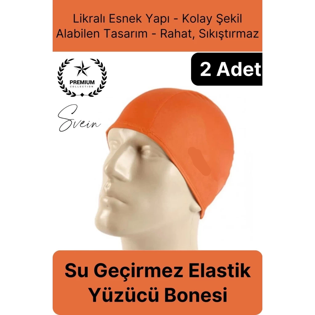 2li Her Saça Uygun Su Geçirmez Bez Bone Likralı Yüzücü Deniz Havuz Elastik Unisex Kulak Korumalı