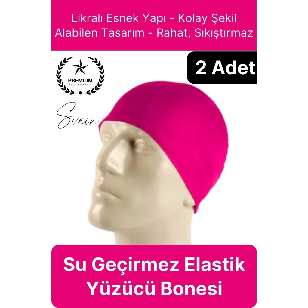2li Her Saça Uygun Su Geçirmez Bez Bone Likralı Yüzücü Deniz Havuz Elastik Unisex Kulak Korumalı
