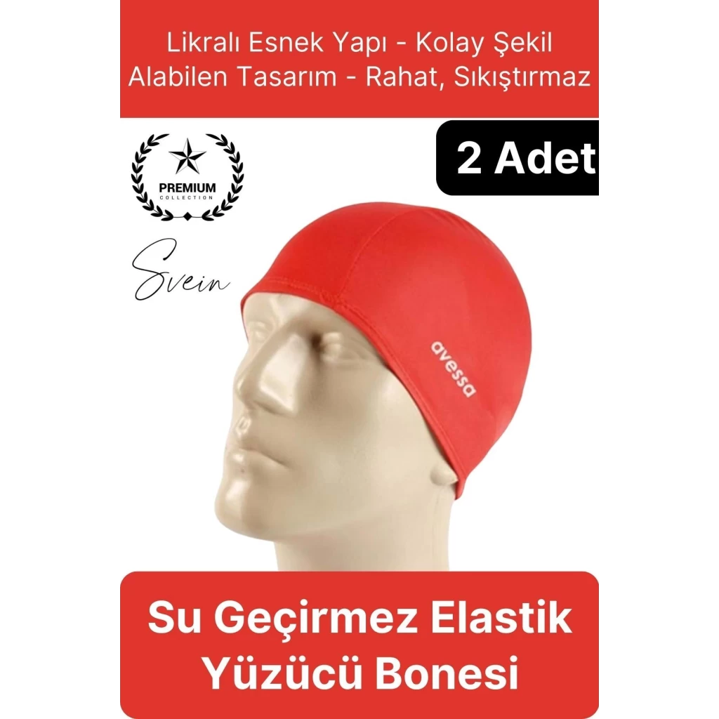 2li Her Saça Uygun Su Geçirmez Bez Bone Likralı Yüzücü Deniz Havuz Elastik Unisex Kulak Korumalı
