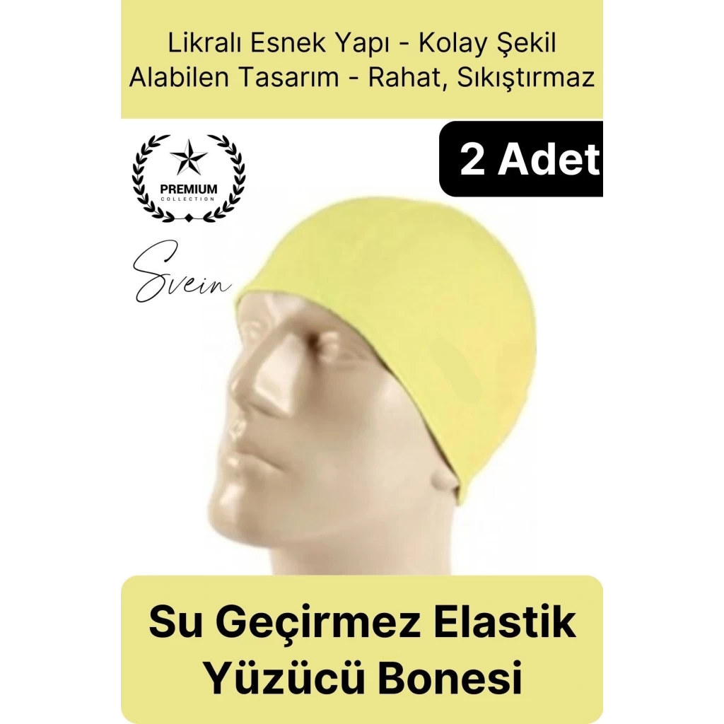 2li Her Saça Uygun Su Geçirmez Bez Bone Likralı Yüzücü Deniz Havuz Elastik Unisex Kulak Korumalı