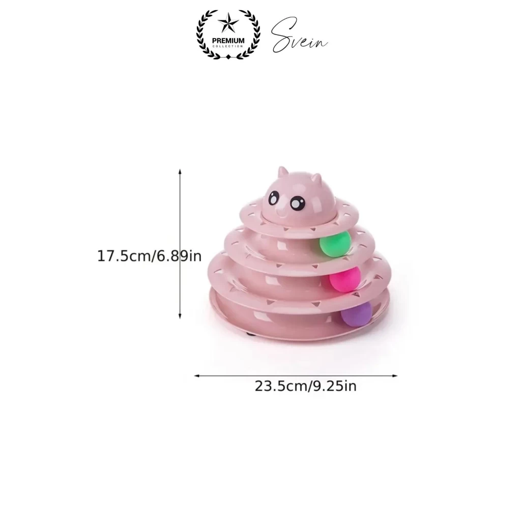 3 Katlı 3 Toplu Kedi Oyuncağı Yuvarlak Eğlence Dönen Hareketli ABS Plastik Çıngıraklı Zeka Gelişim