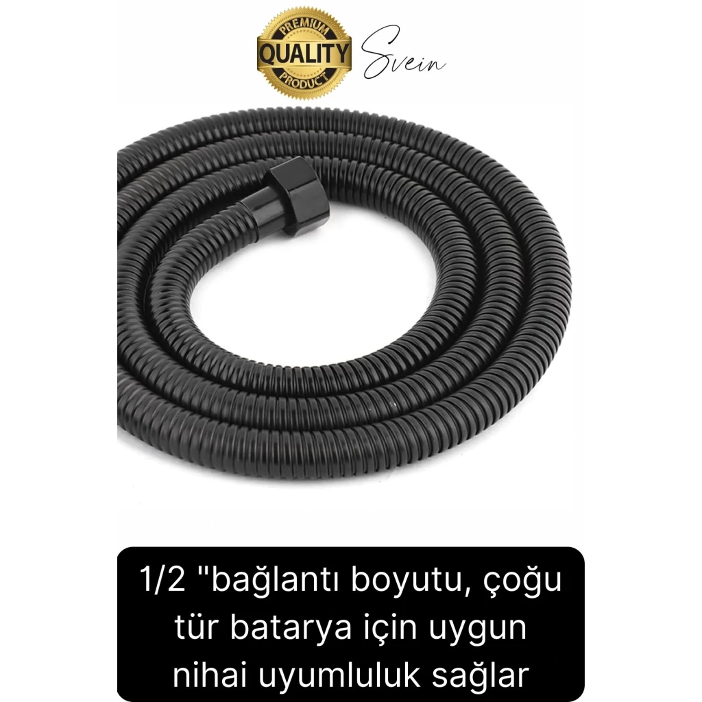 80 cm Siyah Kısa Tepe Ara Duş Hortumu Spiral Robot Bağlantı Örgü Dayanıklı Kopmaz Patlamaz Sızdırmaz