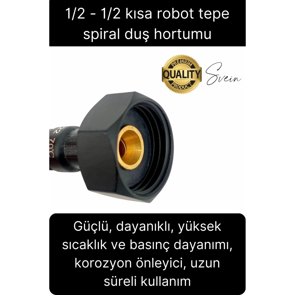 80 cm Siyah Kısa Tepe Ara Duş Hortumu Spiral Robot Bağlantı Örgü Dayanıklı Kopmaz Patlamaz Sızdırmaz