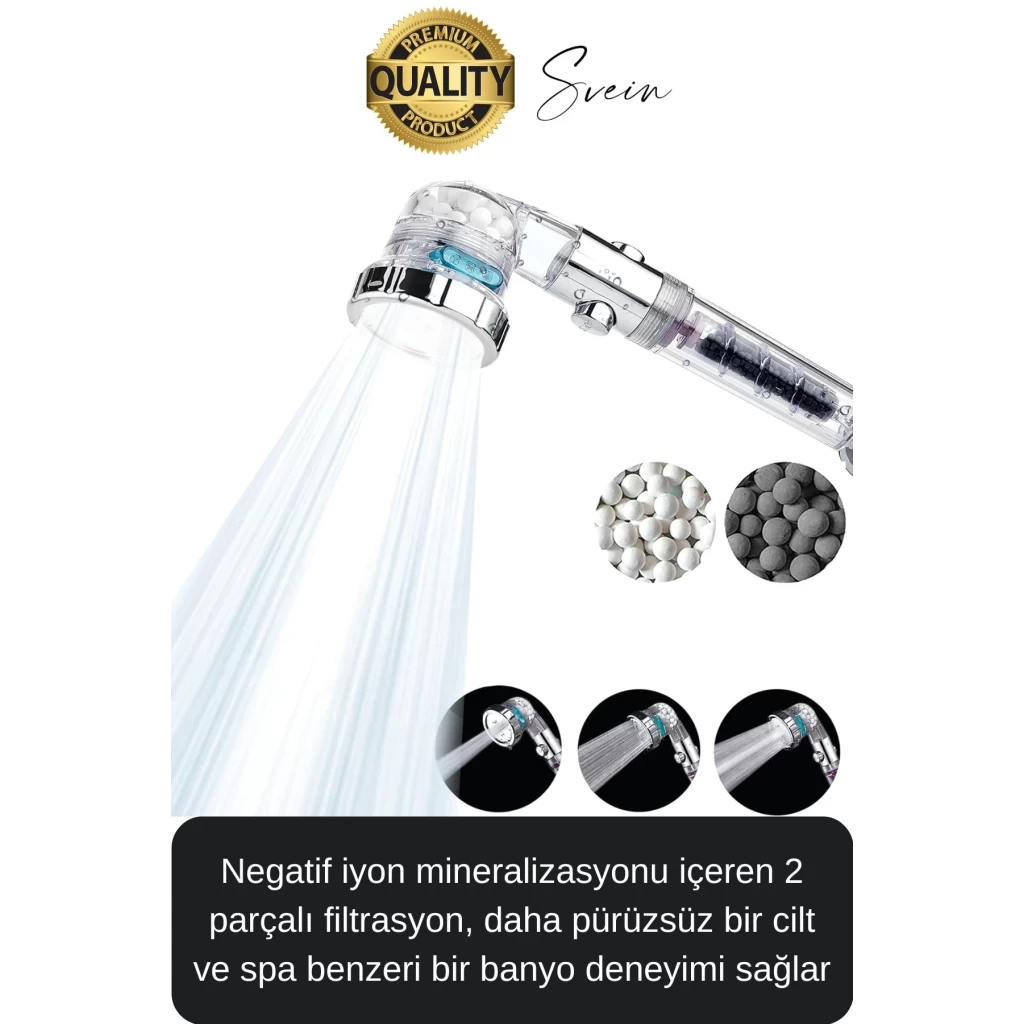 Boncuklu Özel Filtreli Arıtmalı Tazyikli Kireç Önleyici Su Tasarruflu Duş Başlığı 06026
