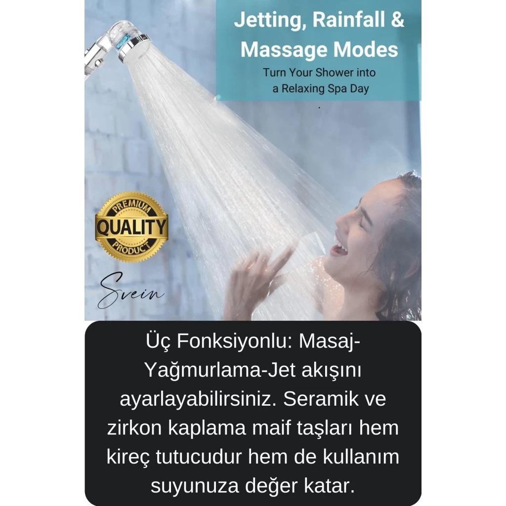 Boncuklu Özel Filtreli Arıtmalı Tazyikli Kireç Önleyici Su Tasarruflu Duş Başlığı 06026