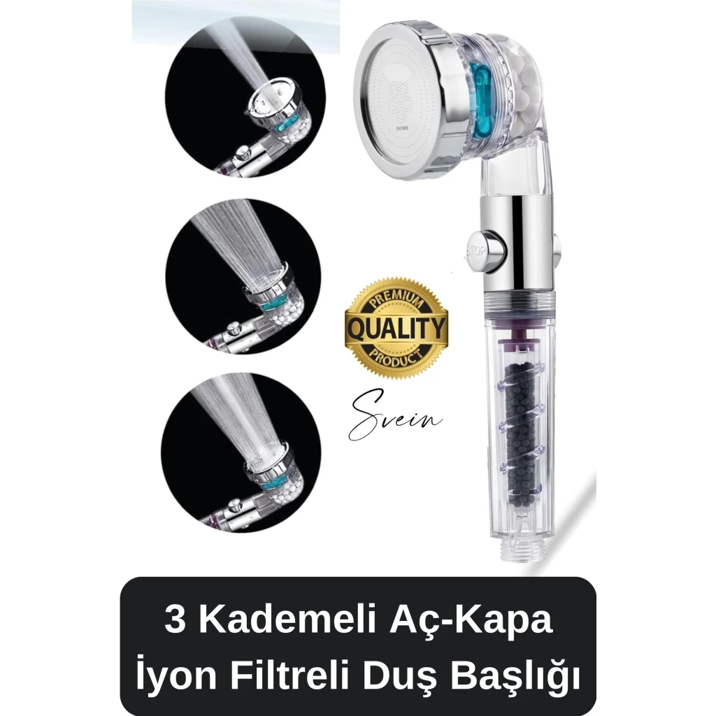 Boncuklu Özel Filtreli Arıtmalı Tazyikli Kireç Önleyici Su Tasarruflu Duş Başlığı 06026