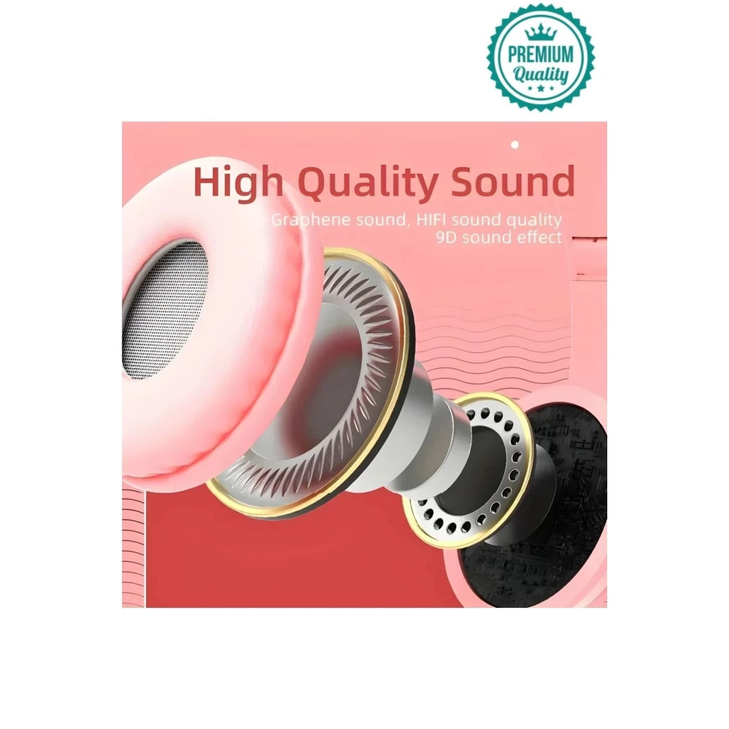 Kablosuz Gürültü Engelleyen Bluetooth Işıklı Mikrofonlu Kedi Kulaklı Sevimli Oyun Müzik Kulaklığı