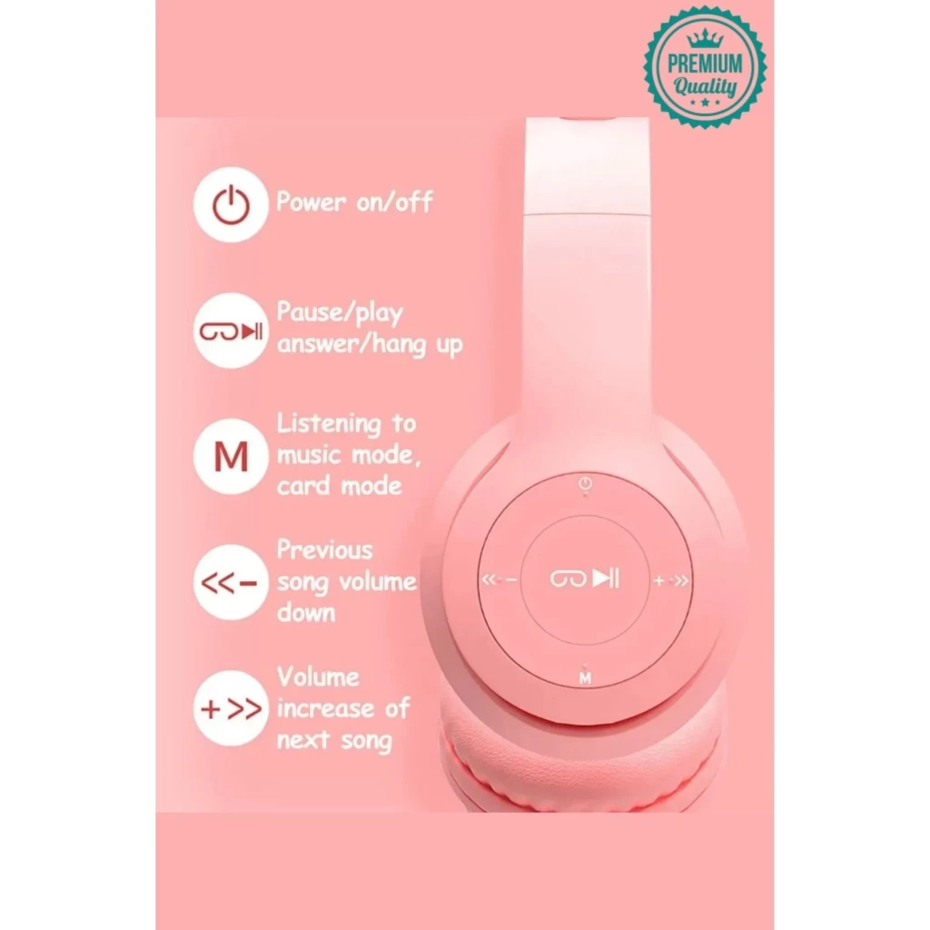 Kablosuz Gürültü Engelleyen Bluetooth Işıklı Mikrofonlu Kedi Kulaklı Sevimli Oyun Müzik Kulaklığı