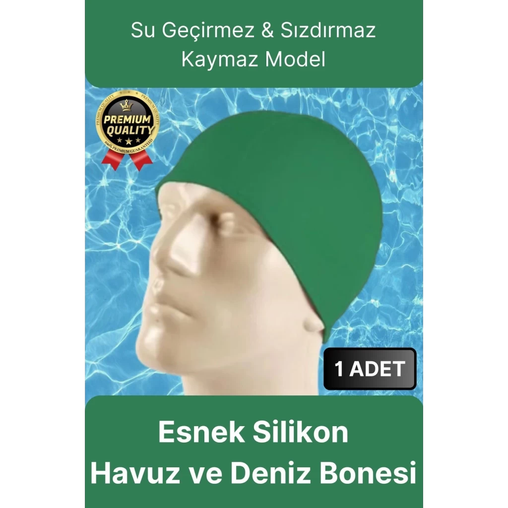 Premium Su Geçirmez Sızdırmaz Kaymaz Elastik Yüzme Şapkası Kaliteli Silikon Deniz Havuz Yüzme Bonesi