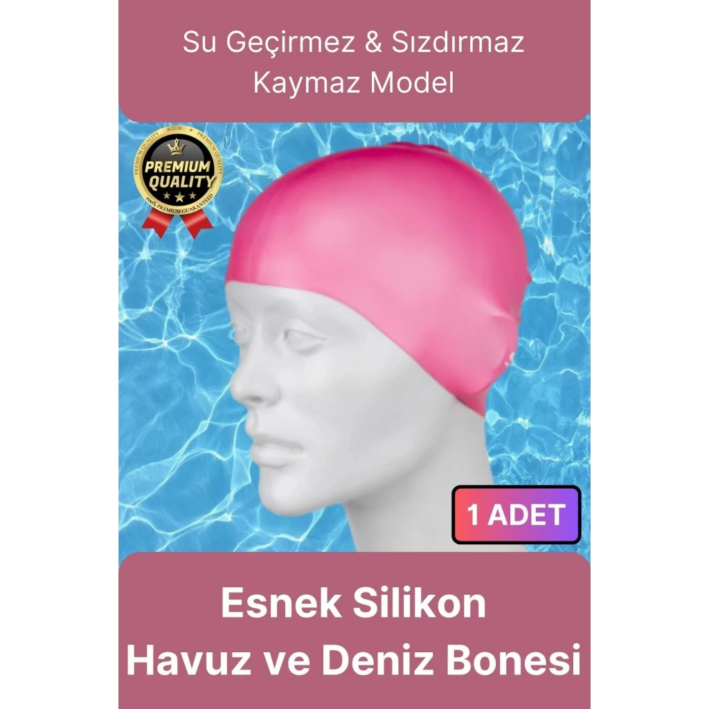 Premium Su Geçirmez Sızdırmaz Kaymaz Elastik Yüzme Şapkası Kaliteli Silikon Deniz Havuz Yüzme Bonesi
