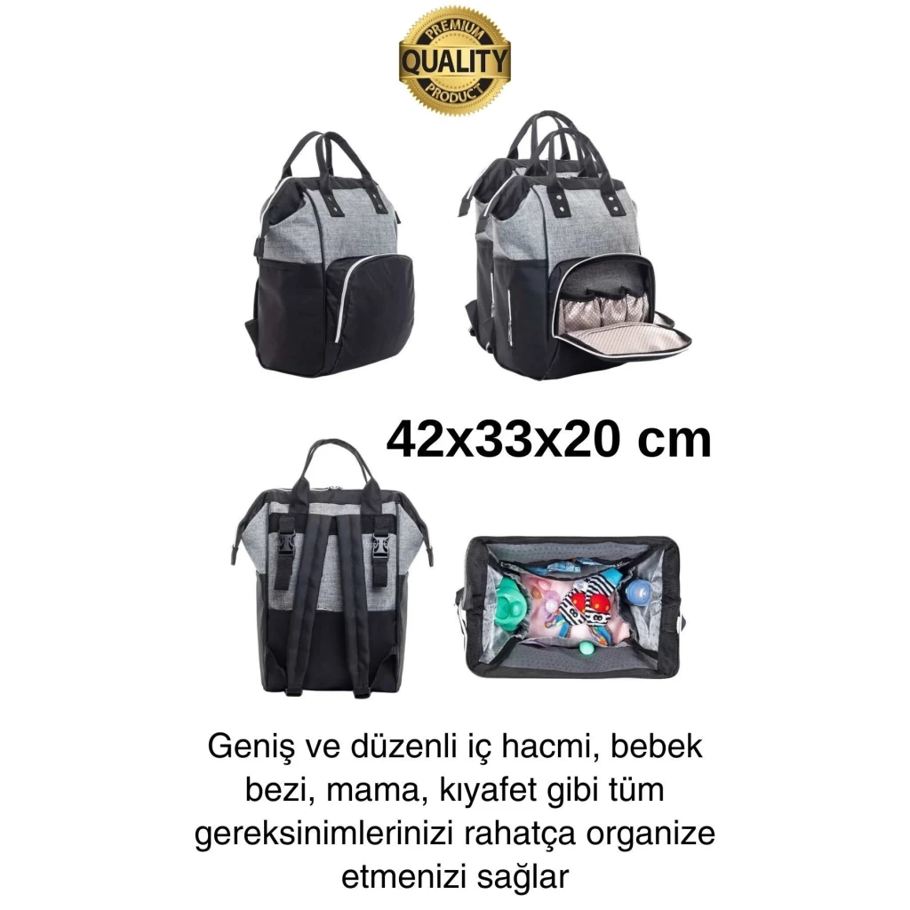 Premium Yeni Sezon Anne Bebek Sırt Çantası Çok Gözlü Termal Biberon Hazneli Askılı Büyük Geniş Rahat