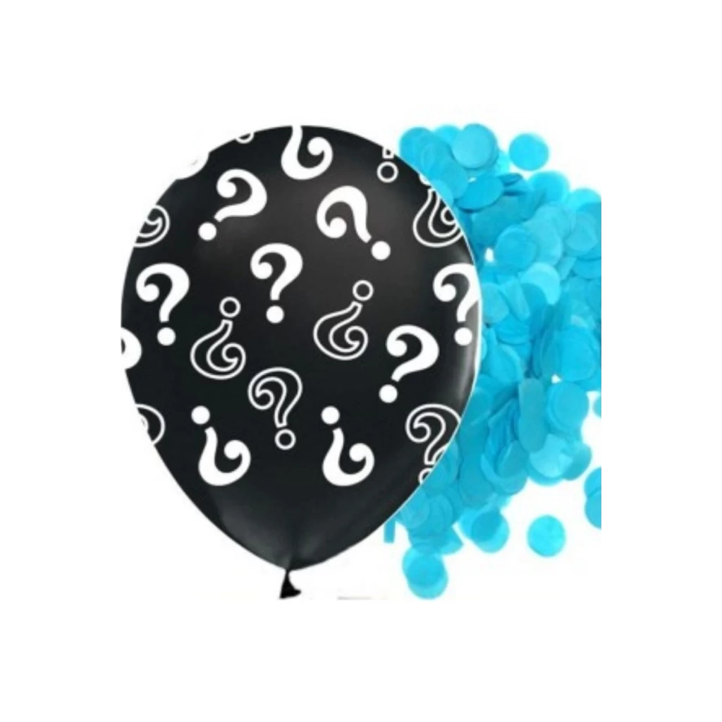 Siyah Soru İşareti Cinsiyet Belirleme Partisi Baby Shower Kız mı Erkek mi 18inç 45cm Konfetili Balon