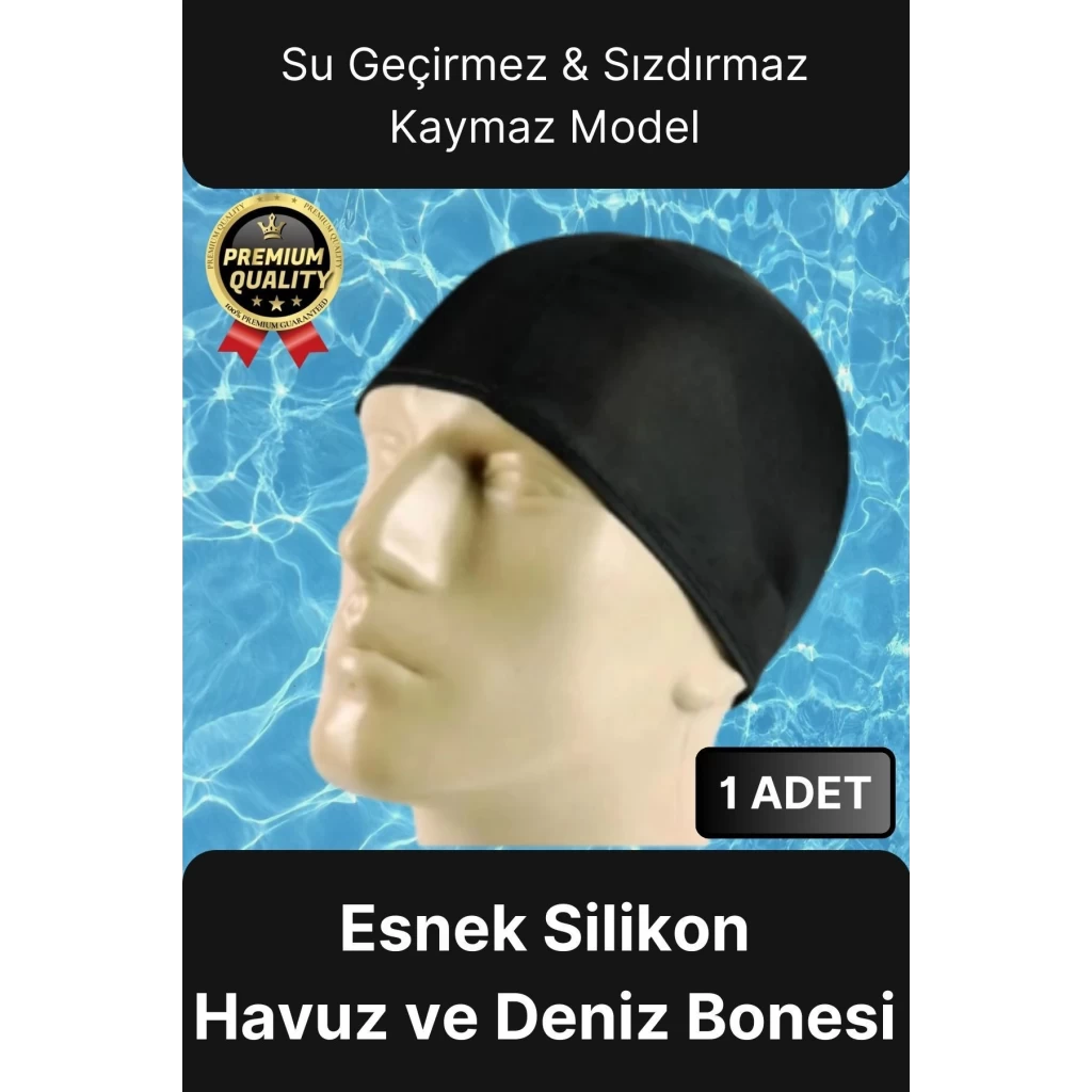 Su Geçirmez Sızdırmaz Kaymaz Elastik Yüzme Şapkası Kaliteli Silikon Deniz Havuz Yüzme Bonesi
