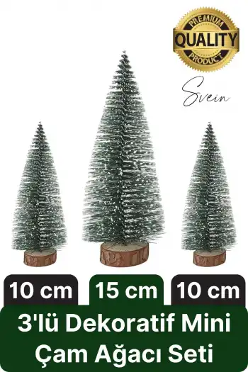 3 Boy Mini Çam Ağacı Masaüstü Minyatür Dekorasyon Süs Kar Yeni Yıl Noel Yapay Sedir Ağacı Seti Küçük