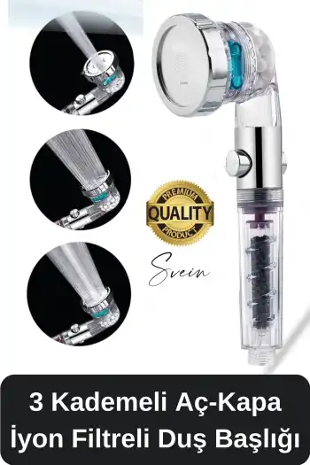 3 Kademeli Yüksek Basınçlı Arıtmalı Ayarlanabilir Uzun Ömürlü Universal Su Tasarruflu Duş Başlığı