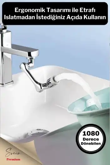 1080 Derece Dönebilen Pratik Robotik Kol Musluk Başlığı Uzatma Aparatı Tüm Bataryalar Ile Uyumlu